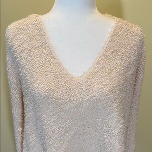 Free People Cozy Cream V-Neck Sweater Size M